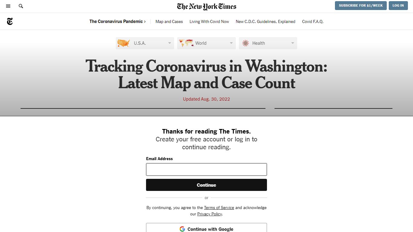 Washington Coronavirus Map and Case Count - The New York Times